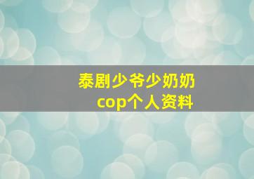 泰剧少爷少奶奶cop个人资料