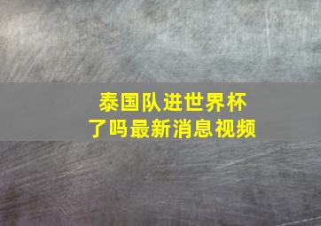 泰国队进世界杯了吗最新消息视频