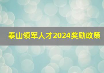 泰山领军人才2024奖励政策