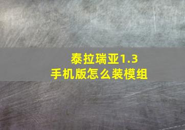 泰拉瑞亚1.3手机版怎么装模组