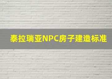 泰拉瑞亚NPC房子建造标准