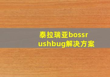 泰拉瑞亚bossrushbug解决方案