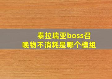 泰拉瑞亚boss召唤物不消耗是哪个模组