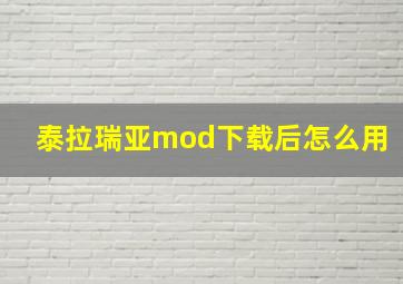 泰拉瑞亚mod下载后怎么用