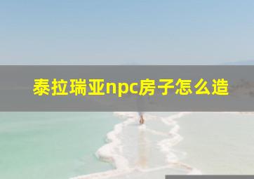 泰拉瑞亚npc房子怎么造