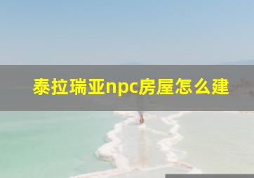 泰拉瑞亚npc房屋怎么建