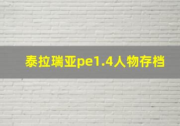 泰拉瑞亚pe1.4人物存档