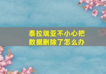 泰拉瑞亚不小心把数据删除了怎么办