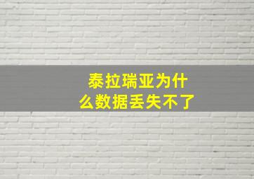 泰拉瑞亚为什么数据丢失不了