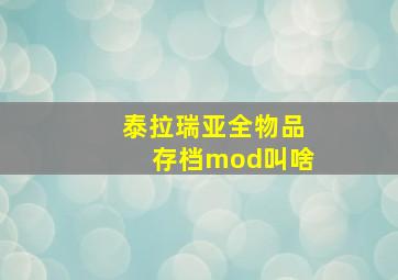 泰拉瑞亚全物品存档mod叫啥