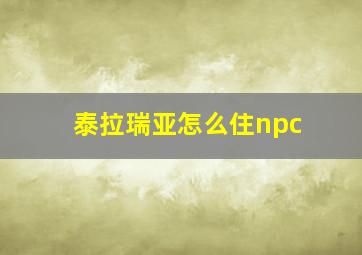 泰拉瑞亚怎么住npc