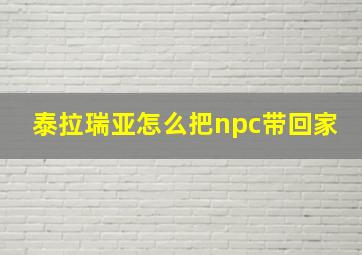 泰拉瑞亚怎么把npc带回家