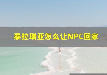 泰拉瑞亚怎么让NPC回家