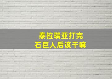 泰拉瑞亚打完石巨人后该干嘛