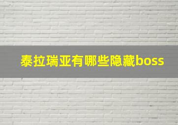 泰拉瑞亚有哪些隐藏boss