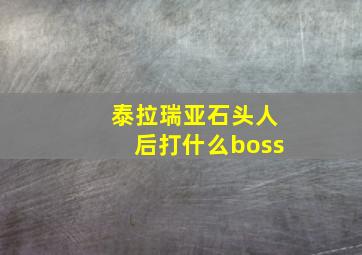 泰拉瑞亚石头人后打什么boss