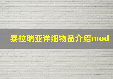 泰拉瑞亚详细物品介绍mod