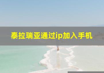 泰拉瑞亚通过ip加入手机