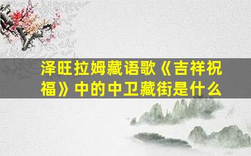 泽旺拉姆藏语歌《吉祥祝福》中的中卫藏街是什么