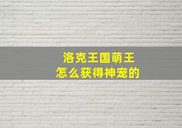 洛克王国萌王怎么获得神宠的