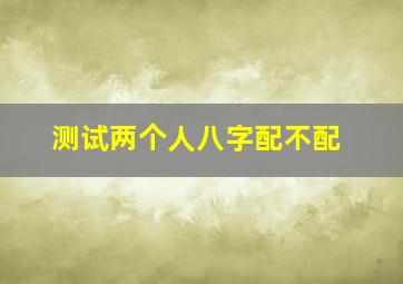 测试两个人八字配不配