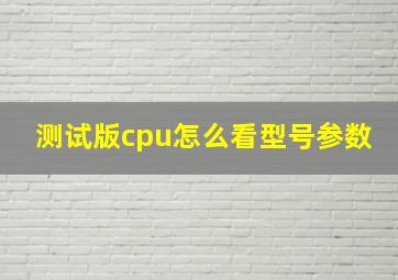 测试版cpu怎么看型号参数