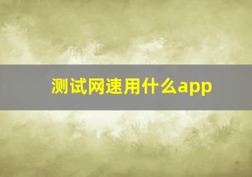 测试网速用什么app