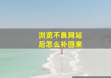 浏览不良网站后怎么补回来