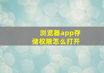 浏览器app存储权限怎么打开