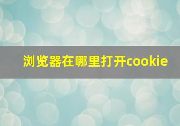 浏览器在哪里打开cookie