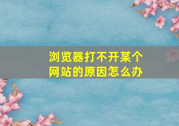 浏览器打不开某个网站的原因怎么办