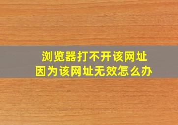 浏览器打不开该网址因为该网址无效怎么办