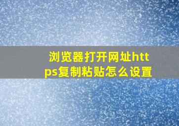 浏览器打开网址https复制粘贴怎么设置