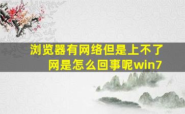 浏览器有网络但是上不了网是怎么回事呢win7