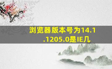 浏览器版本号为14.1.1205.0是IE几