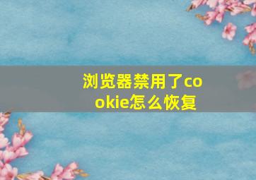 浏览器禁用了cookie怎么恢复