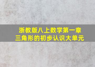 浙教版八上数学第一章三角形的初步认识大单元