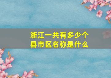 浙江一共有多少个县市区名称是什么