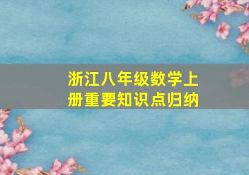 浙江八年级数学上册重要知识点归纳