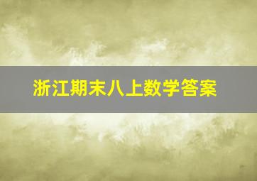 浙江期末八上数学答案