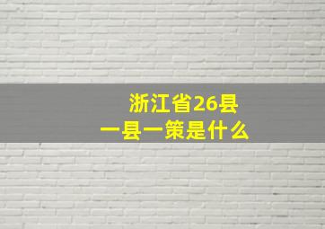 浙江省26县一县一策是什么