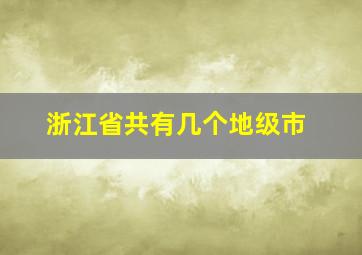 浙江省共有几个地级市