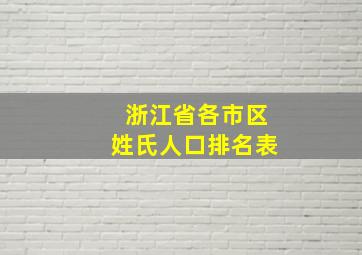 浙江省各市区姓氏人口排名表