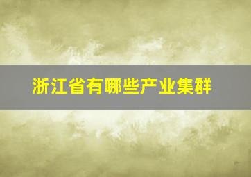 浙江省有哪些产业集群