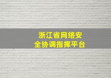 浙江省网络安全协调指挥平台