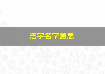 浩宇名字意思