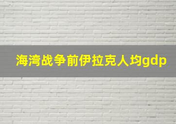 海湾战争前伊拉克人均gdp