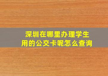 深圳在哪里办理学生用的公交卡呢怎么查询