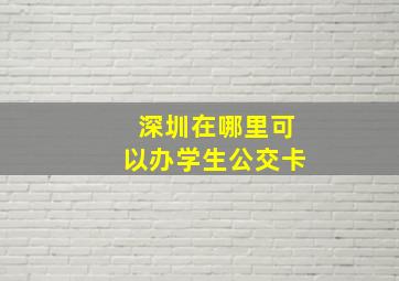 深圳在哪里可以办学生公交卡