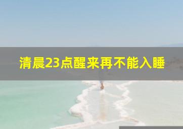 清晨23点醒来再不能入睡